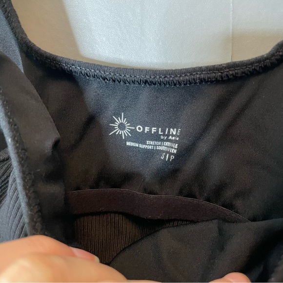 Offline by Aerie Black Ribbed Cropped Bra Top size small - Picture 4 of 6